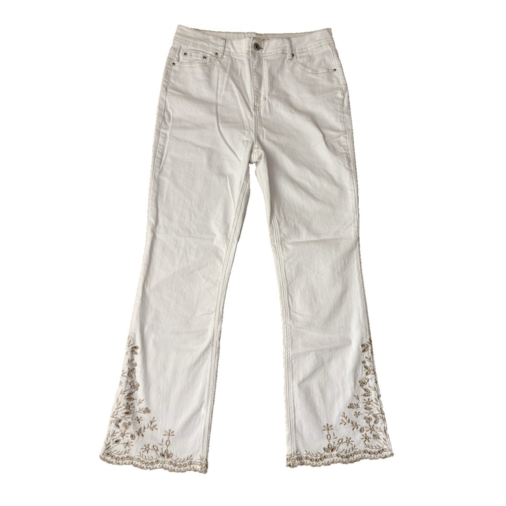 NEW Charlie B Bootcut Embroidered Jeans White Women's 12 x 31" - Picture 3 of 13